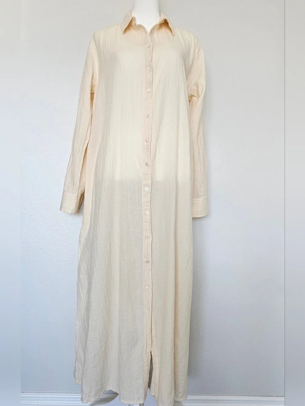 J. Crew Cream Long Beach   Shirt in Airy Gauze